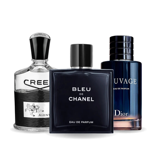 Parfumset mit 3 Herrendüften: Aventus, Bleu de Chanel & Sauvage