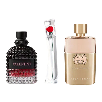 Parfumset mit 3 Damendüften: Gucci Guilty, Valentino Intense & Flower by Kenzo