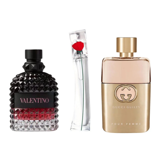 Parfumset mit 3 Damendüften: Gucci Guilty, Valentino Intense & Flower by Kenzo